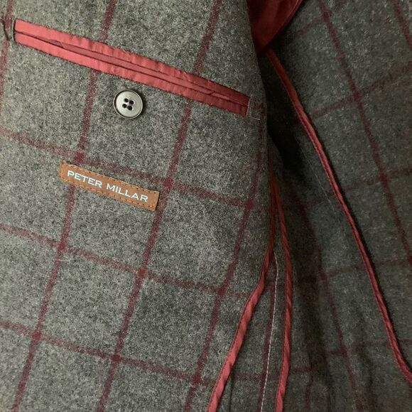 Peter Millar Gray Plaid Striped Sports Jacket - Picture 3 of 5